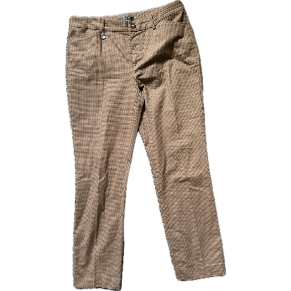 Lauren Ralph Lauren brown houndstooth pants/trousers